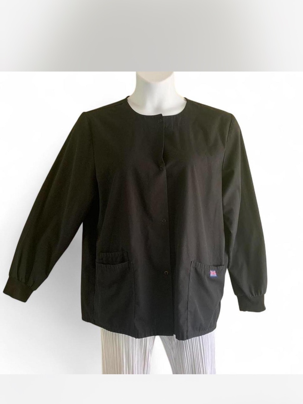 Cherokee Black Collarless scrub jacket size M